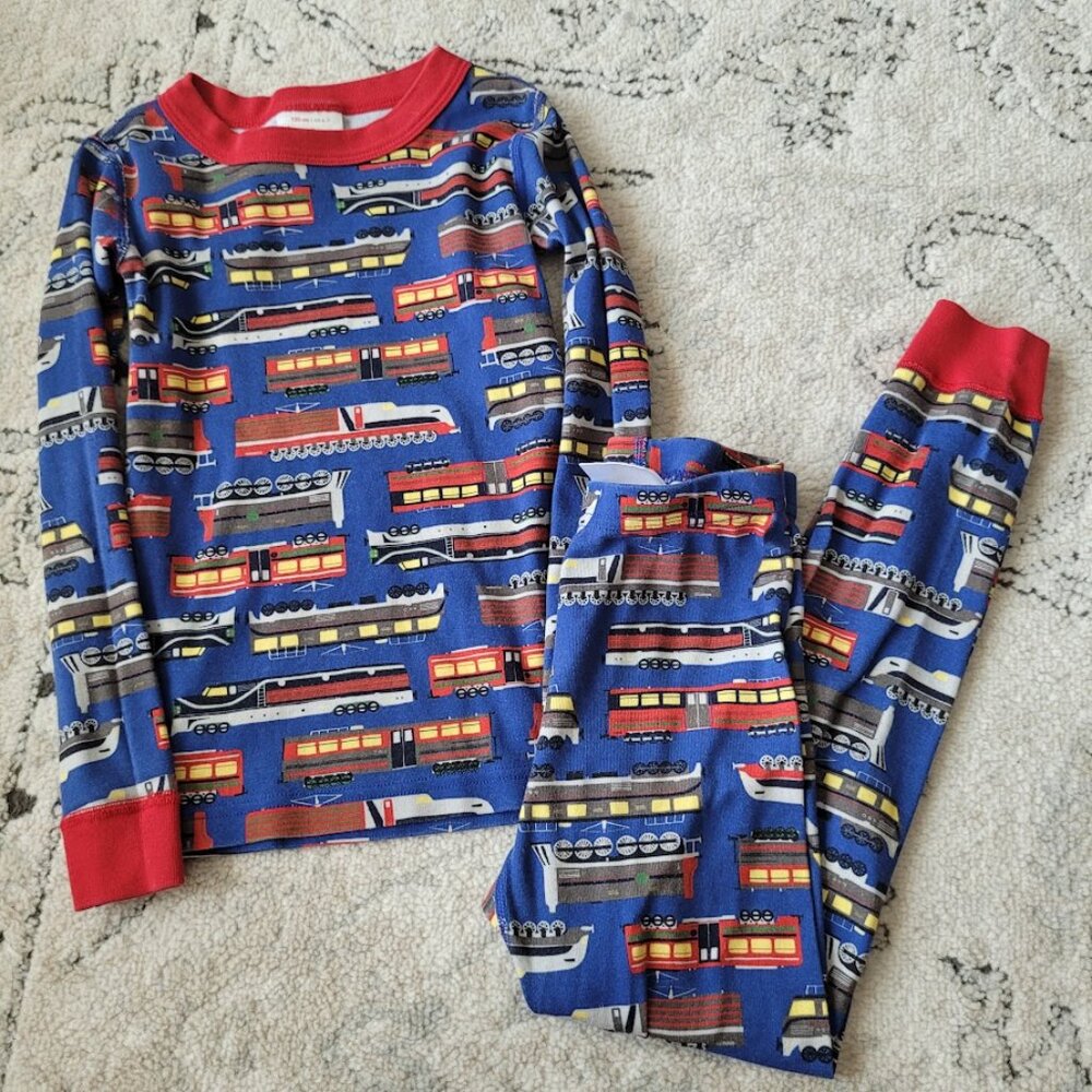 Hanna Andersson "Full Steam Ahead" Long John Pajamas 120 6/7
